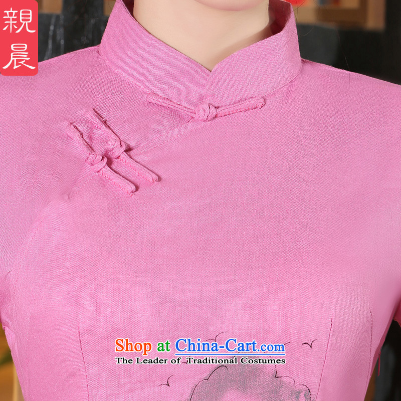The pro-am new cotton linen clothes 2015 autumn and winter cheongsam with improved stylish Chinese Tang dynasty everyday Dress Shirt +P0011 skirts , L, pro-am , , , shopping on the Internet
