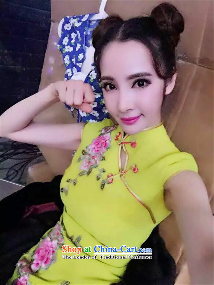 Hsbc Holdings Plc 2015 Summer Ming heavy industry tray clip name Yuan China wind flower embroidery stereo Sau San cheongsam dress yellow S picture, prices, brand platters! The elections are supplied in the national character of distribution, so action, buy now enjoy more preferential! As soon as possible.