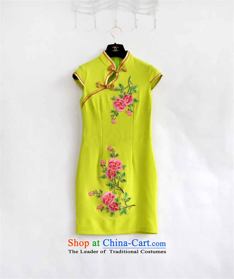 Hsbc Holdings Plc 2015 Summer Ming heavy industry tray clip name Yuan China wind flower embroidery stereo Sau San cheongsam dress yellow S picture, prices, brand platters! The elections are supplied in the national character of distribution, so action, buy now enjoy more preferential! As soon as possible.