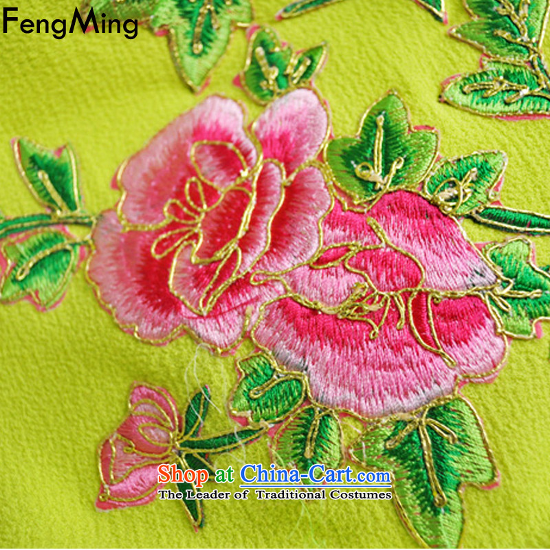 Hsbc Holdings Plc 2015 Summer Ming heavy industry tray clip name Yuan China wind flower embroidery stereo Sau San cheongsam dress yellow S, HSBC Holdings plc (fengming ming) has been pressed shopping on the Internet
