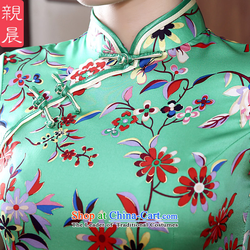 The pro-am 2015 daily new spring and summer stylish silk retro short, upscale beauty improved Silk Cheongsam short of Foday Sankoh 2XL, pro-am , , , shopping on the Internet