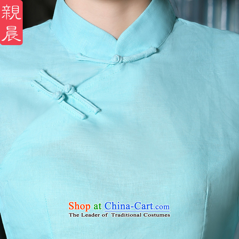 The pro-am new daily qipao shirt 2015 Fall/Winter Collections improved stylish Tang Dynasty Chinese cotton Linen Dress Shirt +P0011 skirts , M, PRO-AM , , , shopping on the Internet