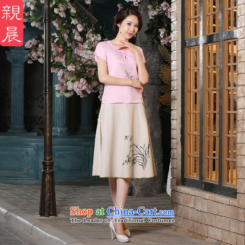 The pro-am New Clothes Summer qipao 2015 female improved stylish Chinese Tang dynasty daily cotton Linen Dress Shirt +P0011 skirts , L, pro-am , , , shopping on the Internet