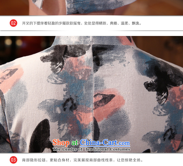 【 pro-am- 2015 new summer daily cotton linen retro Sau San improved temperament skirt short skirt ink QIPAO) Butterfly 2XL-46 picture, prices, brand platters! The elections are supplied in the national character of distribution, so action, buy now enjoy more preferential! As soon as possible.