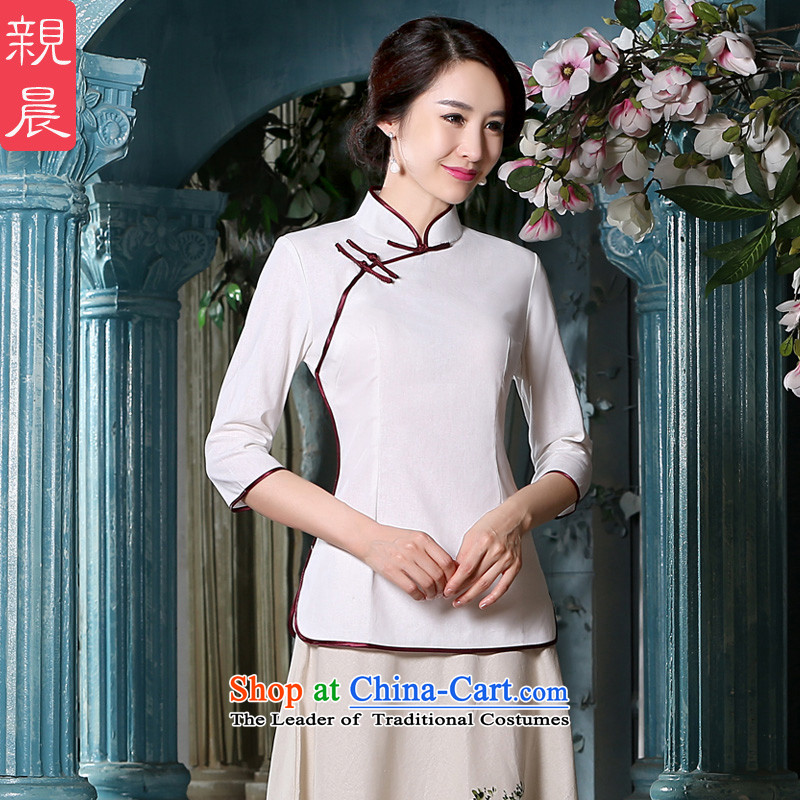 The pro-am qipao new clothes in summer and autumn 2015 replacing Tang Dynasty Chinese modern improved antique dresses in sleeved shirt +P0011 skirts?M