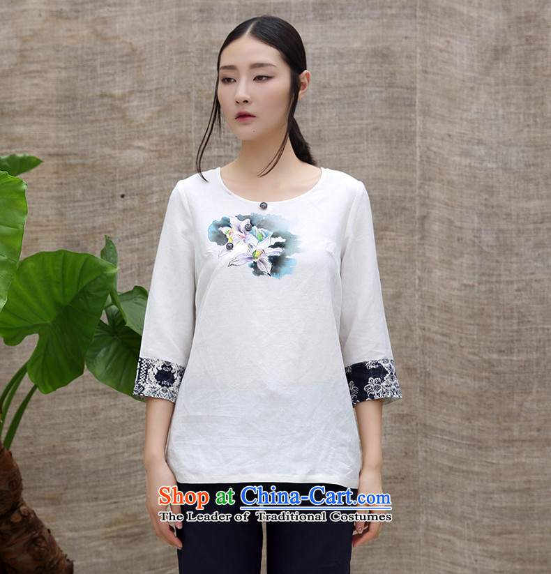Summer 2015 new ink cotton linen cloth hand-painted orchid linen china wind female literary art fashion white L Fan pictures, prices, brand platters! The elections are supplied in the national character of distribution, so action, buy now enjoy more preferential! As soon as possible.