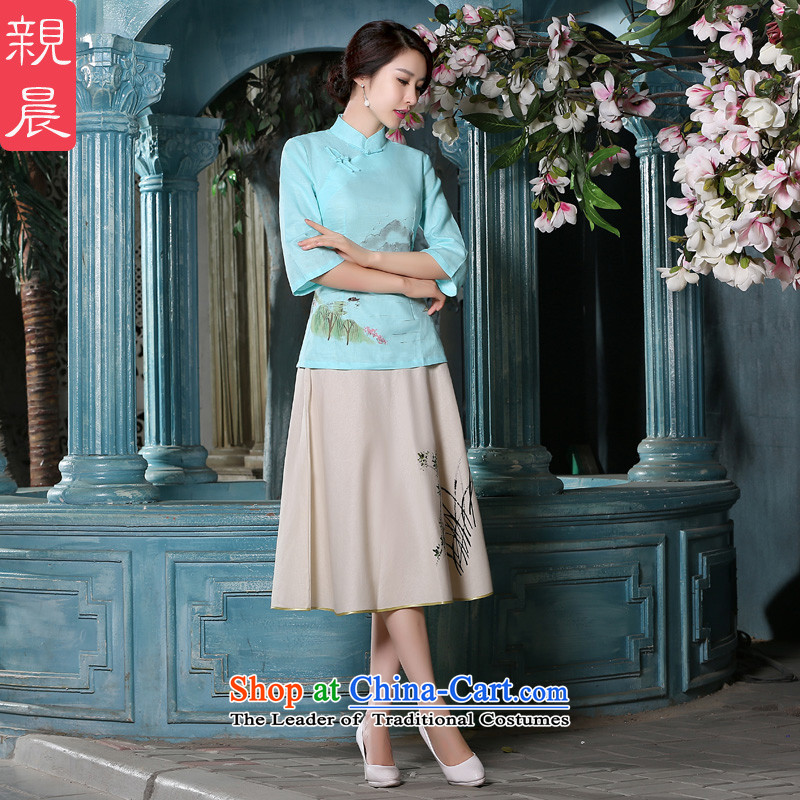 The pro-am Tang dynasty cheongsam dress Fall/Winter Collections of new products cotton linen flax daily improved Chinese Han-retro kit shirt female clothes +P0011 apron skirt M, PRO-AM , , , shopping on the Internet