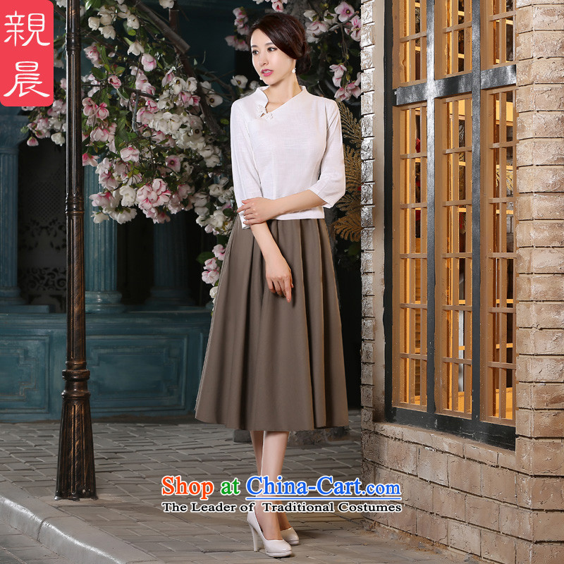 Pro-Tang Dynasty New Morning 2015 Fall/Winter Collections cotton linen clothes in the ordinary course of improved cheongsam dress shirt-sleeves for seven days of S-pro-am , , , shopping on the Internet