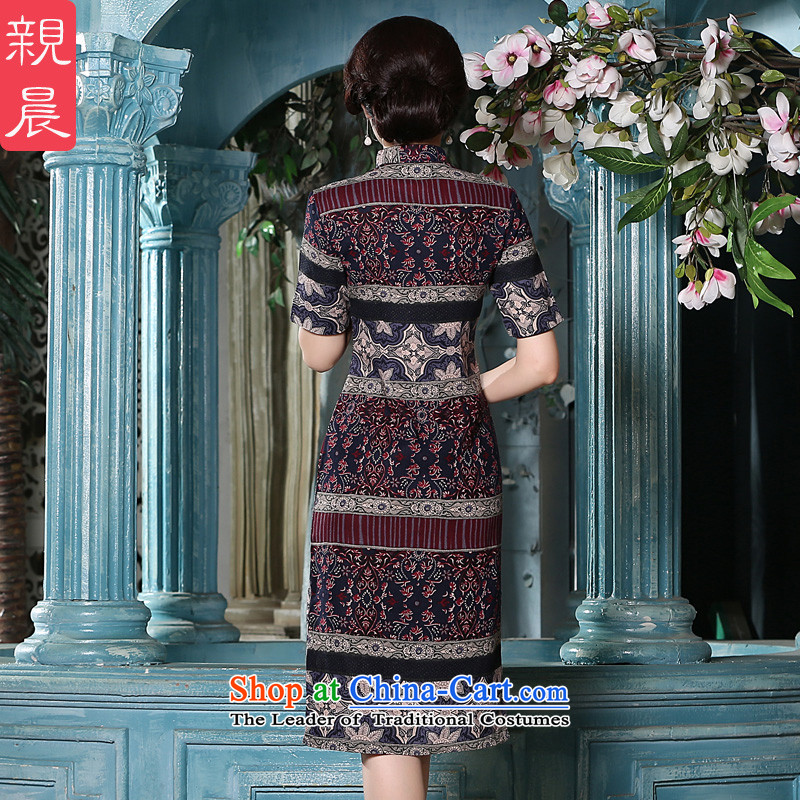 The pro-am cheongsam dress in summer and autumn of daily new improved cotton linen flax Stylish retro in Chinese long-sleeved color pictures) , L, pro-am , , , shopping on the Internet