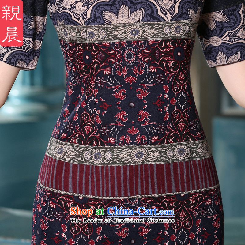The pro-am cheongsam dress in summer and autumn of daily new improved cotton linen flax Stylish retro in Chinese long-sleeved color pictures) , L, pro-am , , , shopping on the Internet