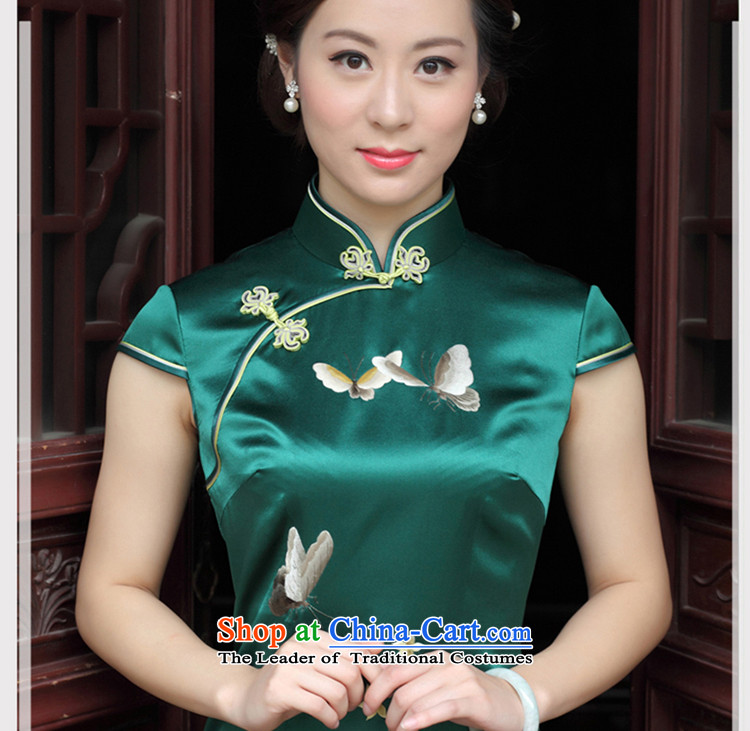 The Wu female red 2015 suzhou embroidery handicraft embroidery silk cheongsam dress up of daily-high-end Ms. Sau San banquet dinner dress Army Green M picture, prices, brand platters! The elections are supplied in the national character of distribution, so action, buy now enjoy more preferential! As soon as possible.
