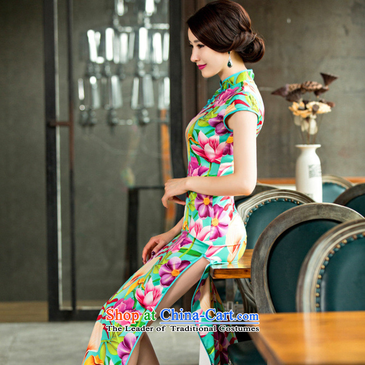 Find new women's soft Silk Cheongsam Chinese improved long collar temperament cheongsam dress qipao ladies Sau San figure color pictures, prices, XL brand platters! The elections are supplied in the national character of distribution, so action, buy now enjoy more preferential! As soon as possible.