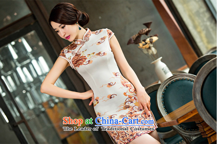 Time the new ink painting 2015 Syria cheongsam dress Stylish retro China wind-day short-sleeved video thin genuine Ms. qipao L picture, prices, brand platters! The elections are supplied in the national character of distribution, so action, buy now enjoy more preferential! As soon as possible.