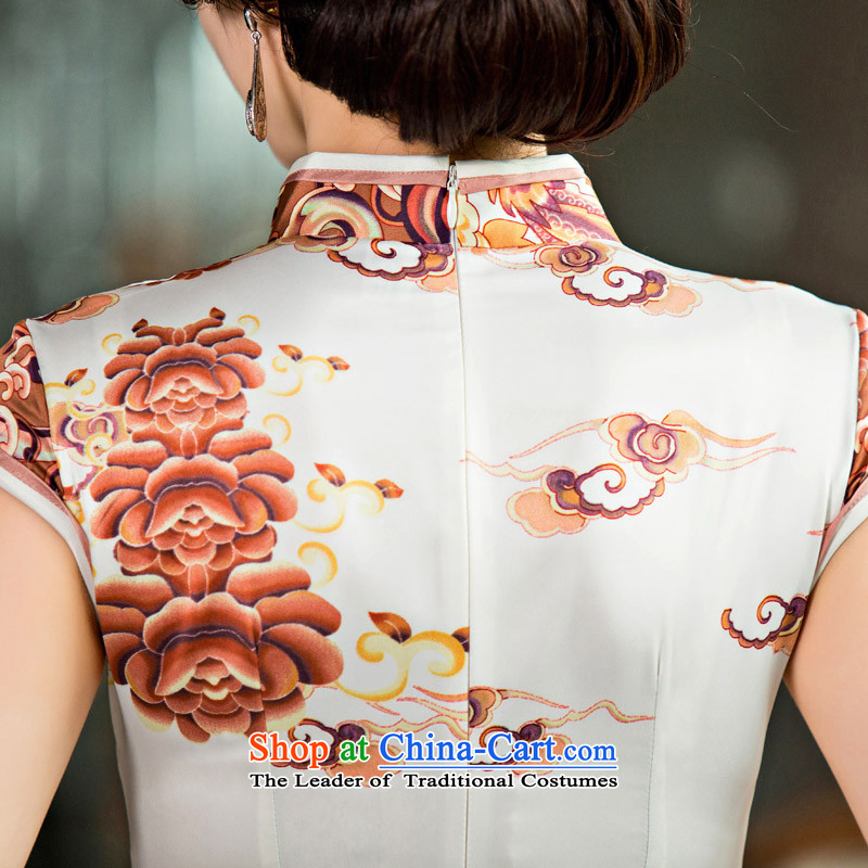 Time the new ink painting 2015 Syria cheongsam dress Stylish retro China wind-day short-sleeved video thin genuine cheongsam ,L,Ms. Time Syrian shopping on the Internet has been pressed.