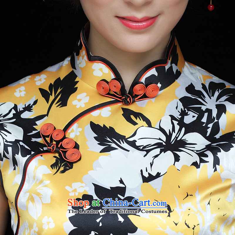 The Wu female red 2015 New Silk Cheongsam dress summer binding system in Sau San Long Short-sleeved blouses and daily dresses D spend long XXL, detained the Wu female red , , , shopping on the Internet
