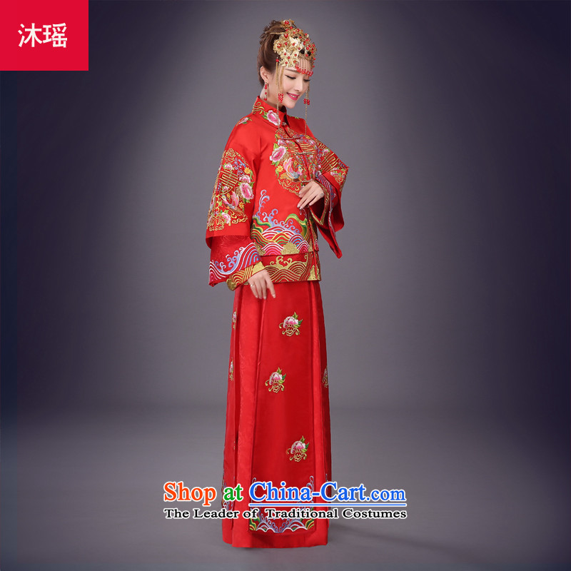 Bathing in the new 2015 Yiu Sau Wo Service marriage solemnisation autumn and winter Chinese dragon use red dress bride bows Tang Dynasty to the wedding dress marriage 2 piece-soo and larger female RED M chest 94CM, Mu Yao , , , shopping on the Internet