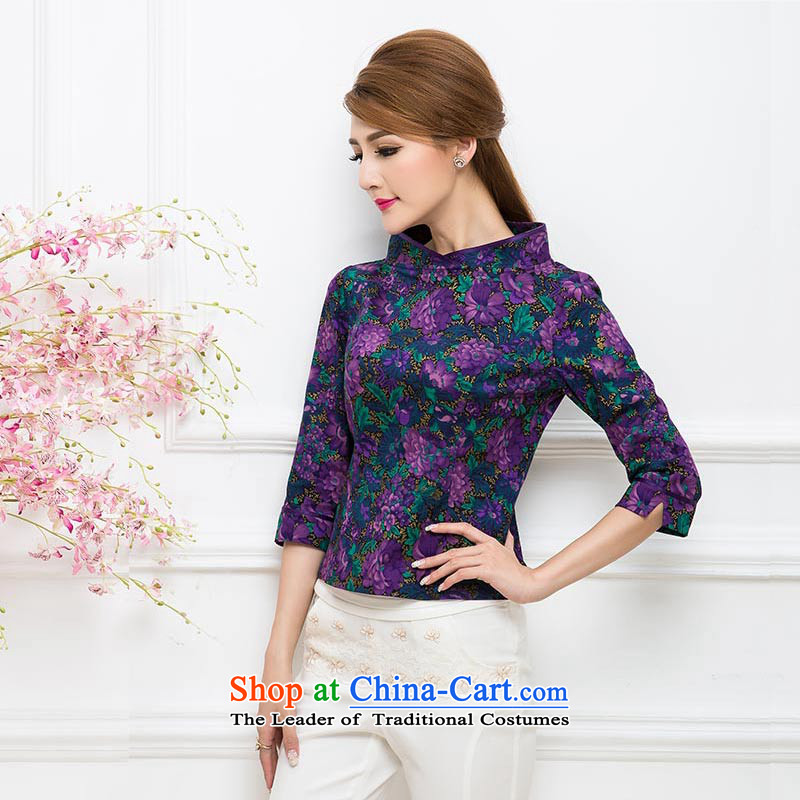 The Tang dynasty 2015 Autumn new improvements of CHINESE CHEONGSAM shirt daily Sau San 7 Cuff Tang dynasty women TQA42280 black gold , L, the Tang dynasty the purple shopping on the Internet has been pressed.