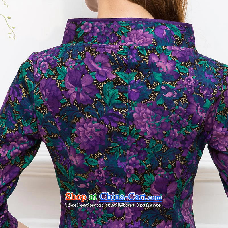 The Tang dynasty 2015 Autumn new improvements of CHINESE CHEONGSAM shirt daily Sau San 7 Cuff Tang dynasty women TQA42280 black gold , L, the Tang dynasty the purple shopping on the Internet has been pressed.