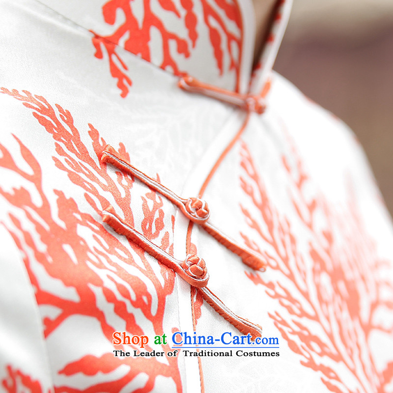 The Wu female red autumn 2015 New Silk Cheongsam dress boxed in long Sau San-to-day high-end cheongsam dress 39634A102 S, Wu dress female red , , , shopping on the Internet