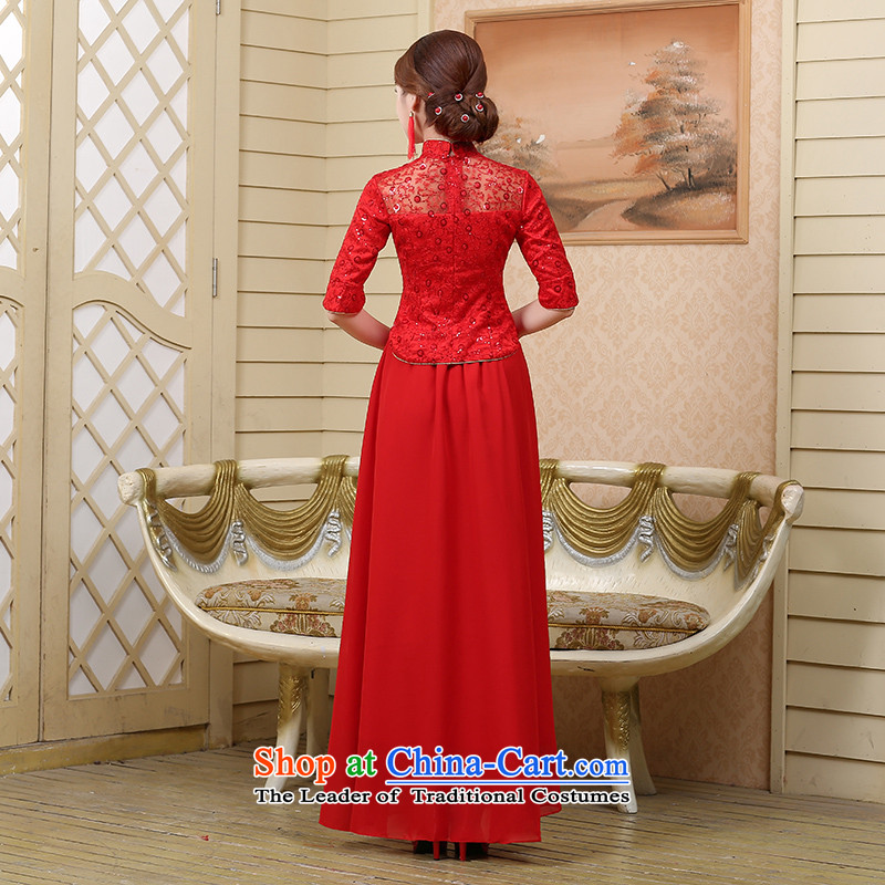 7 7 color tone 2015 new stylish bride cheongsam dress red Chinese wedding services improved summer qipao bows Q006)  7 color 7 M, red tone , , , shopping on the Internet