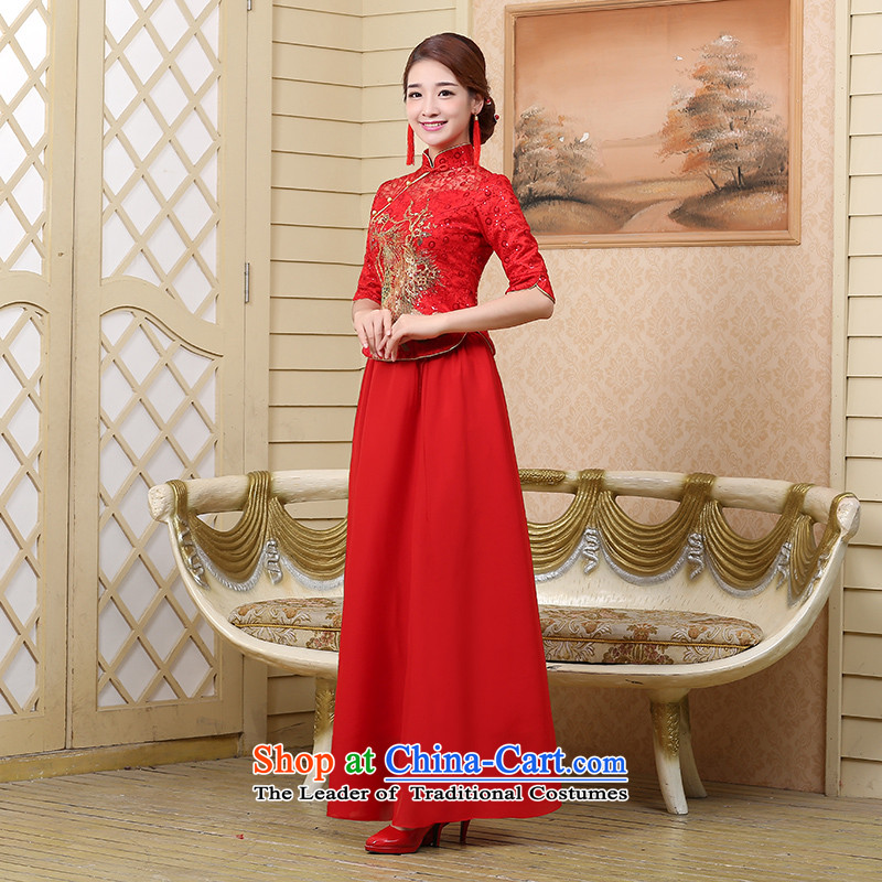 7 7 color tone 2015 new stylish bride cheongsam dress red Chinese wedding services improved summer qipao bows Q006)  7 color 7 M, red tone , , , shopping on the Internet