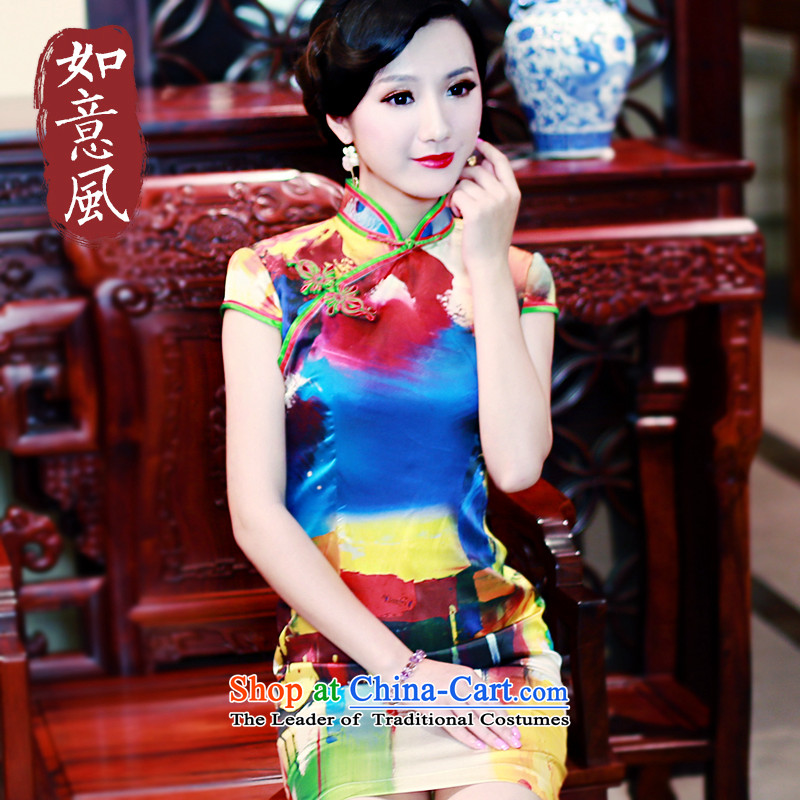 After a day of wind 2015 Silk Cheongsam stamp improved retro daily Ms. herbs extract cheongsam dress 543.7 543.7 suit after wind , , , S, shopping on the Internet