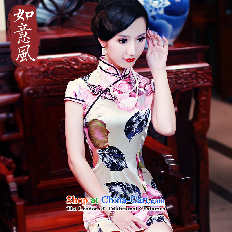 After a new wind 2015 Summer retro Sau San short-sleeved improved stylish herbs extract silk CHINESE CHEONGSAM 5435 5435 XXL, suit ruyi wind shopping on the Internet has been pressed.
