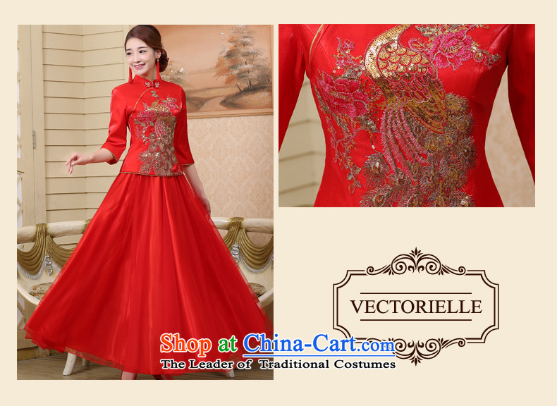 7 7 color tone new marriage bows Services Mr Ronald bride qipao short-sleeved Chinese style wedding dress female long improved services Q008 qipao Sau Wo RED M picture, prices, brand platters! The elections are supplied in the national character of distribution, so action, buy now enjoy more preferential! As soon as possible.