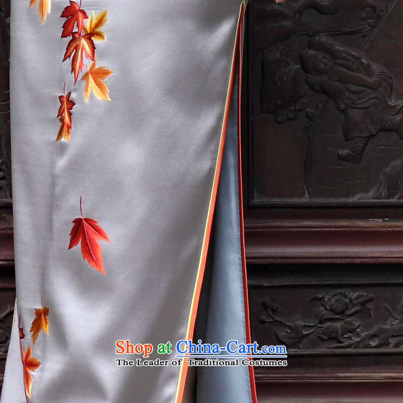The Wu female red 2015 Summer new hand embroidery cheongsam dress Foutune of type Long, banquet dress cheongsam dress light gray , L, the Wu female red , , , shopping on the Internet