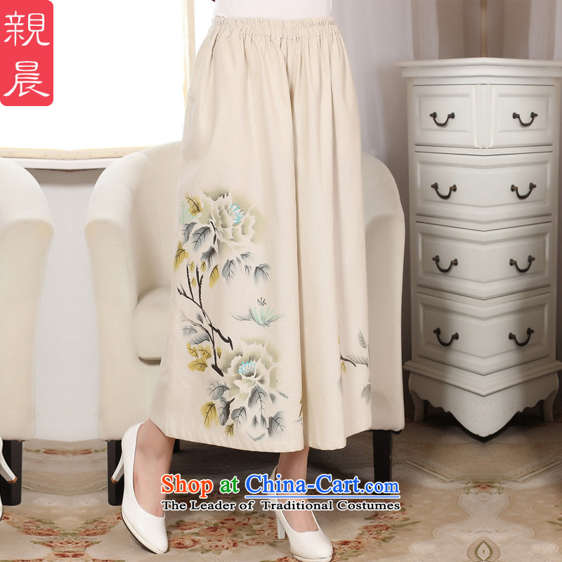 The pro-am new daily improved cotton linen retro arts loose national Bong-wide-legged pants 9 Skort trousers female pants widen pro-am-legged pants, L, , , , shopping on the Internet
