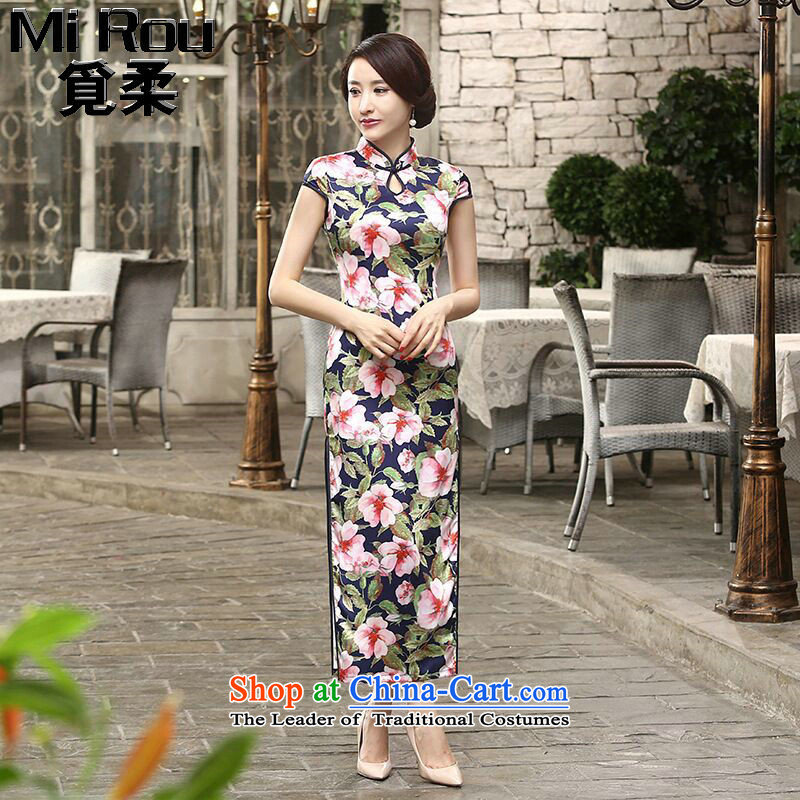 Find the new improved Ms. Sophie daily retro silk short-sleeved Sau San dinner long double cheongsam dress incense to?2XL