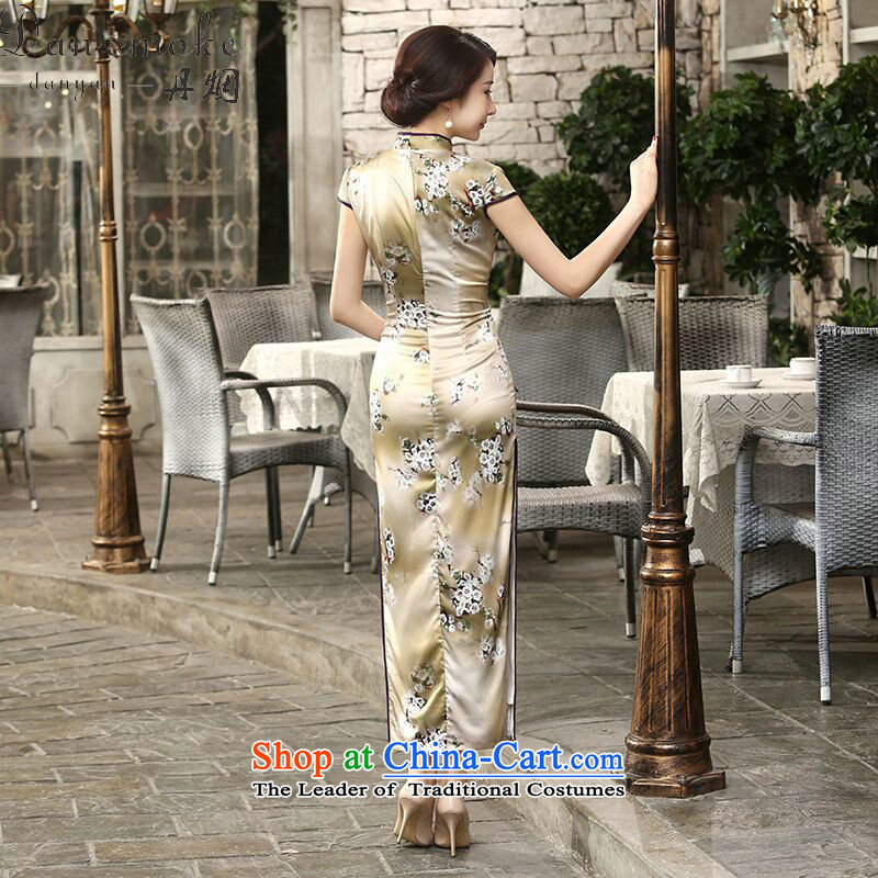 Dan breathing new of daily retro improved Chinese collar silk dresses tray clip Sau San long double qipao 2XL, left bin Laden spent smoke , , , shopping on the Internet