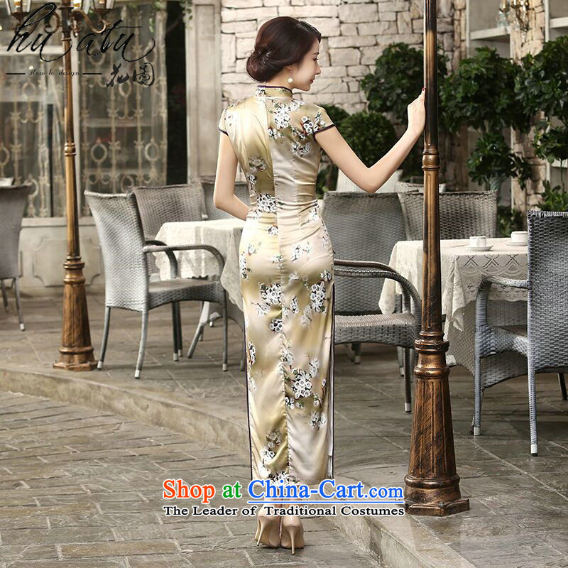 Take the new daily retro figure improved Chinese collar silk dresses tray clip Sau San long double qipao 2XL, LEFT IT spend shopping on the Internet has been pressed.