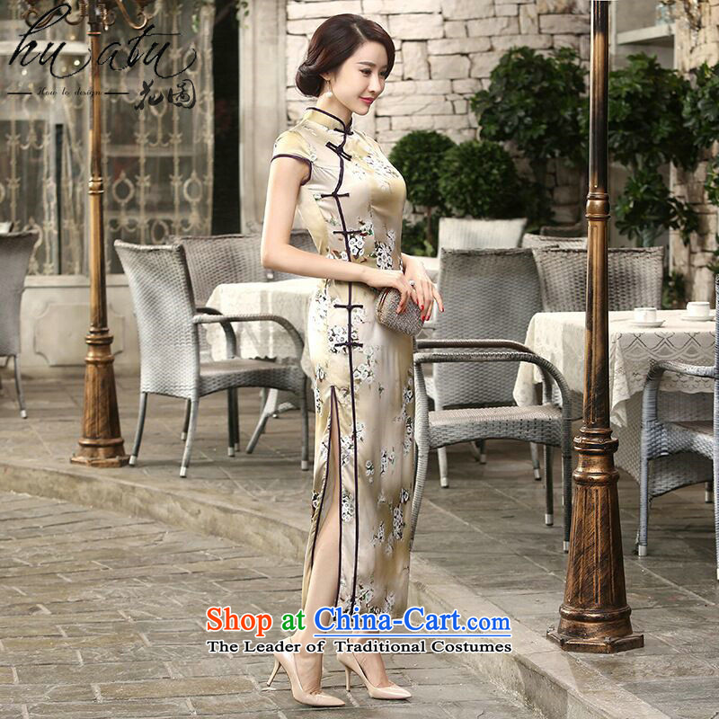 Take the new daily retro figure improved Chinese collar silk dresses tray clip Sau San long double qipao 2XL, LEFT IT spend shopping on the Internet has been pressed.