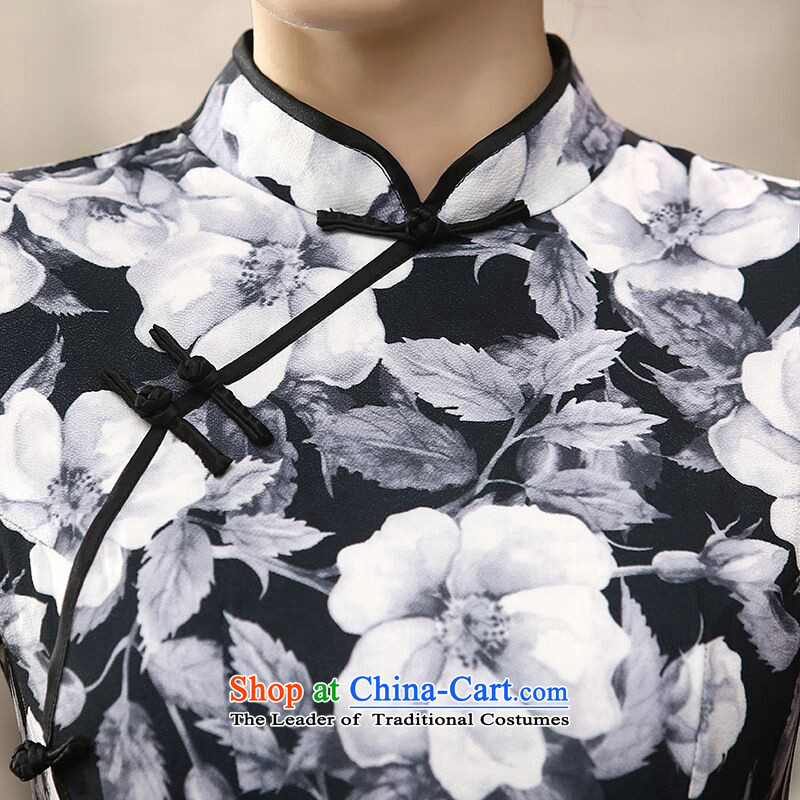 Floral CHINESE CHEONGSAM collar new daily retro silk dresses improved long-Sau San qipao cloud display M floral shopping on the Internet has been pressed.