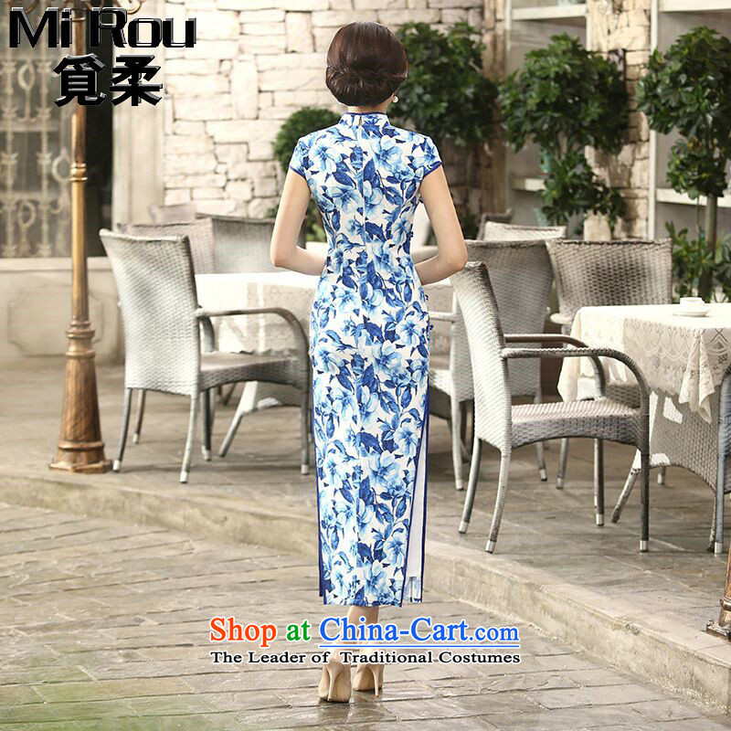 Find new women's Sophie Chinese daily retro porcelain silk dresses qipao gown length improved dinner as early  L, find Sophie , , , shopping on the Internet