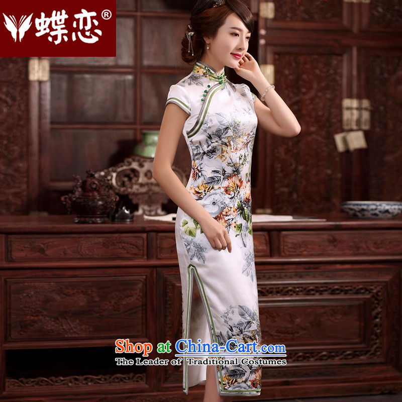 The Butterfly Lovers 2015 Summer new improved Stylish retro daily dress qipao Sau San long Silk Cheongsam as shown Tang dynasty M Butterfly Lovers , , , shopping on the Internet