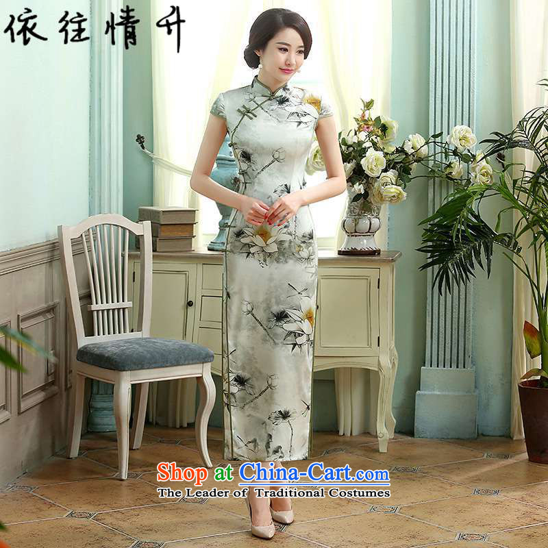 In accordance with the Love l summer trendy new for women cheongsam collar is traversed by the classic Tray Tie long cheongsam dress Sau San LGD_C0013_ Gray 2XL