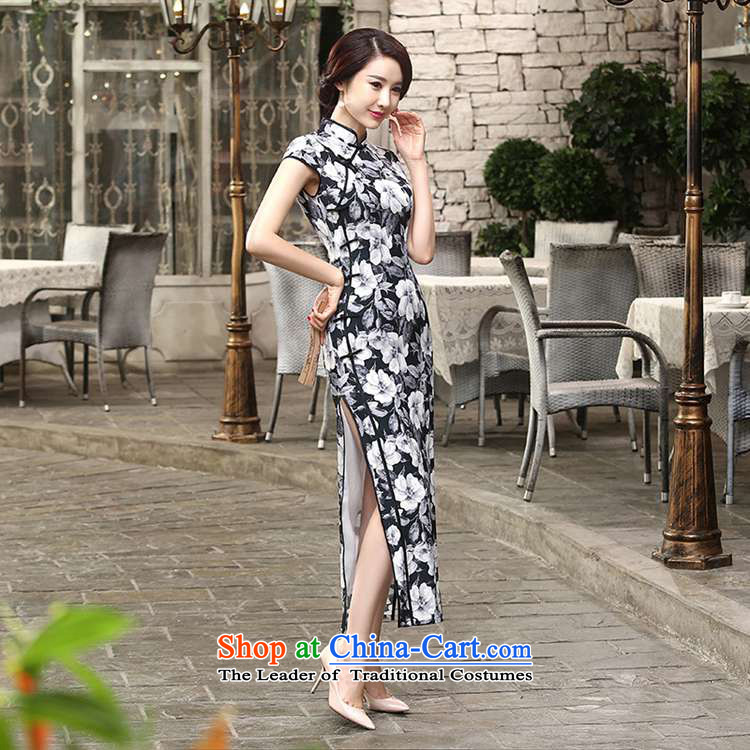 In accordance with the new l love everyday retro silk dresses short-sleeved long double qipao Sau San LGD/C0014# blue 2XL Photo, prices, brand platters! The elections are supplied in the national character of distribution, so action, buy now enjoy more preferential! As soon as possible.