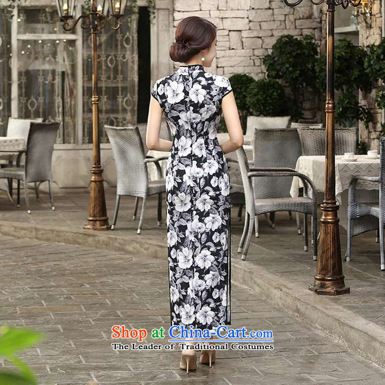 In accordance with the new l love everyday retro silk dresses short-sleeved long double qipao Sau San LGD/C0014# blue 2XL Photo, prices, brand platters! The elections are supplied in the national character of distribution, so action, buy now enjoy more preferential! As soon as possible.