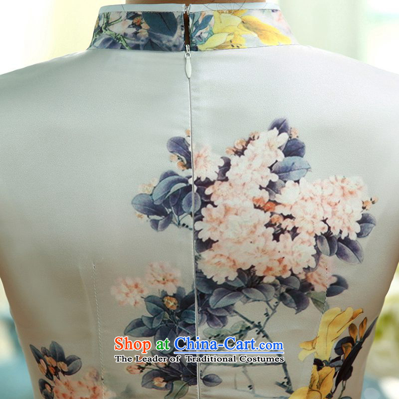 In accordance with the fuser trendy new for women daily retro silk dresses short-sleeved long double TANG Sau San replacing cheongsam dress LGD/C0017# figure in accordance with the fuser has been pressed, online shopping