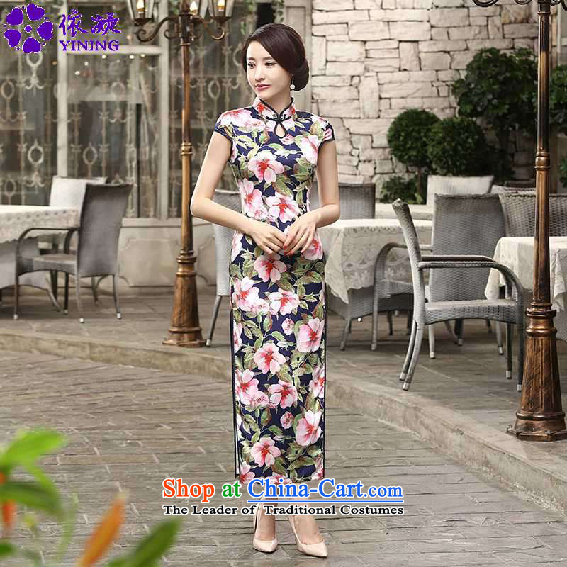 In accordance with the fuser trendy new for women daily retro silk dresses short-sleeved long double TANG Sau San replacing cheongsam dress LGD_C0018_ figure M