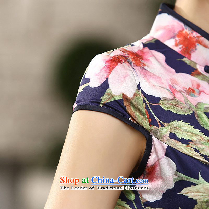 In accordance with the fuser trendy new for women daily retro silk dresses short-sleeved long double TANG Sau San replacing cheongsam dress LGD/C0018# figure in accordance with the fuser has been pressed, online shopping
