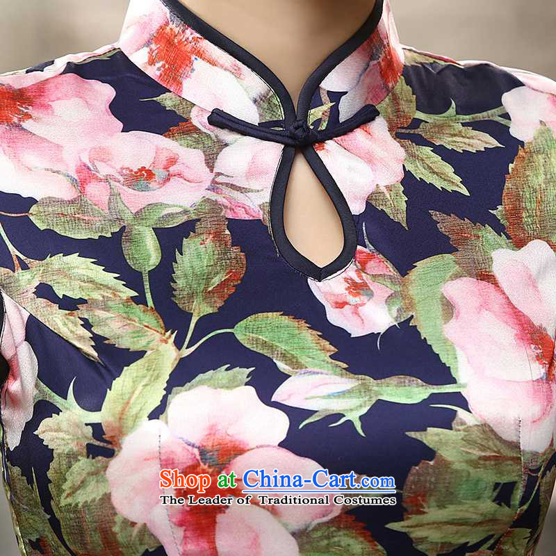 In accordance with the Love l summer trendy new for women Chinese improved double dresses collar classic Tray Tie long short-sleeved qipao LGD/C0018# figure in love L XL, , , , shopping on the Internet