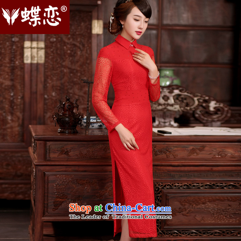The Butterfly Lovers 2015 Summer new improved marriage cheongsam dress lace bridal dresses qipao serving drink red S, Butterfly Lovers , , , shopping on the Internet