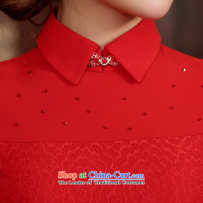 The Butterfly Lovers 2015 Summer new improved marriage cheongsam dress lace bridal dresses qipao serving drink red S, Butterfly Lovers , , , shopping on the Internet
