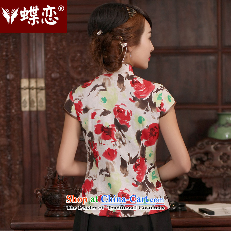 The Butterfly Lovers CHINESE CHEONGSAM shirt 2015 new retro style qipao improved women's summer cotton linen Tang dynasty figure XXL, Butterfly Lovers , , , shopping on the Internet