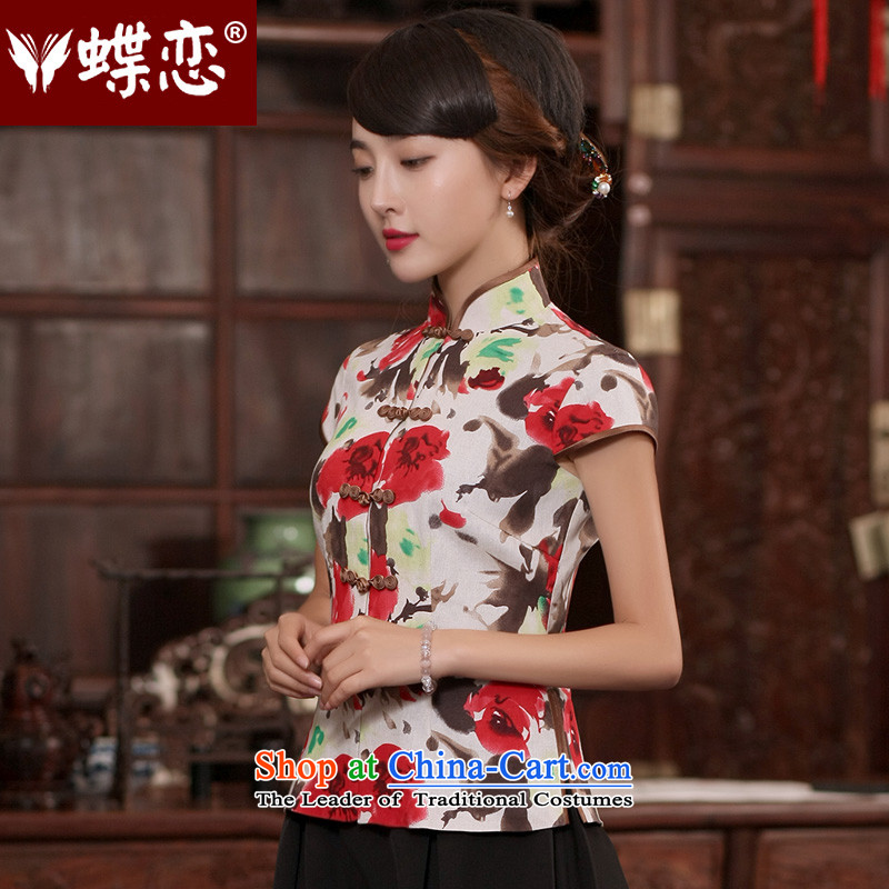 The Butterfly Lovers CHINESE CHEONGSAM shirt 2015 new retro style qipao improved women's summer cotton linen Tang dynasty figure XXL, Butterfly Lovers , , , shopping on the Internet