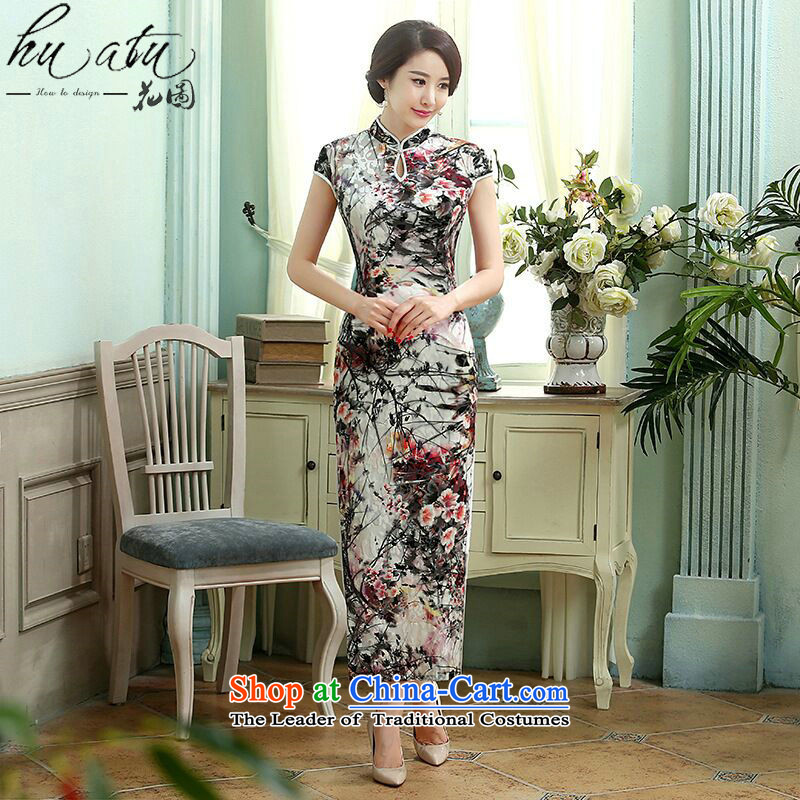 It New Chinese gown elegant and collar elastic really scouring pads improvement Sau San long qipao ling butterfly  XL