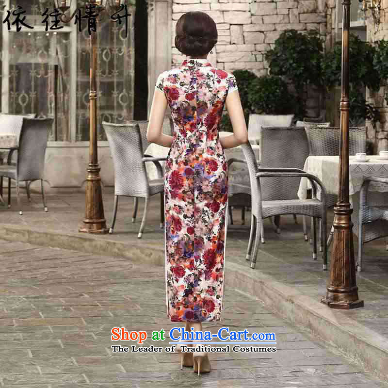 In accordance with the love in a trendy new for women collar tray clip stained Sau San Long Short-sleeved flag Tang dynasty cheongsam dress Sau San LGD/T0004# RED M, in accordance with the Love l , , , shopping on the Internet